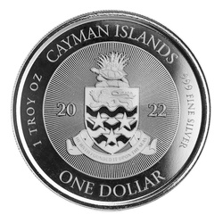 Islas Caimán: Jubileo de Platino de la Reina 1 oz Plata 2022 Prooflike