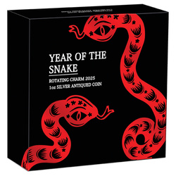 Tuvalu : Lunar III - Année du Serpent 1 once d'argent 2025 Rotating Charm Antiqued Coin