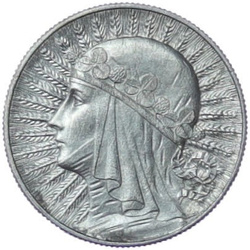 Poland: "Head of a Woman" Jadwiga 5 zloty Silver Random Year