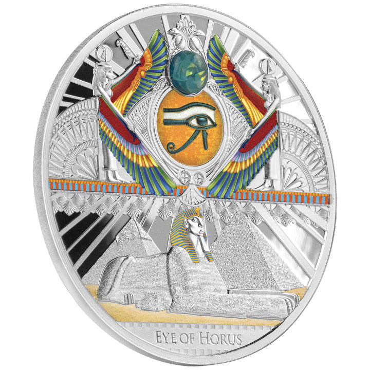 Niue: Ojo de Horus de color $1 Plata 2022 Prueba Alto Relieve