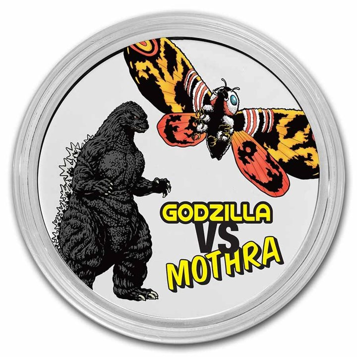 Niue: Godzilla vs Monsters - Mothra kolorowana 2 uncje Srebra 2023