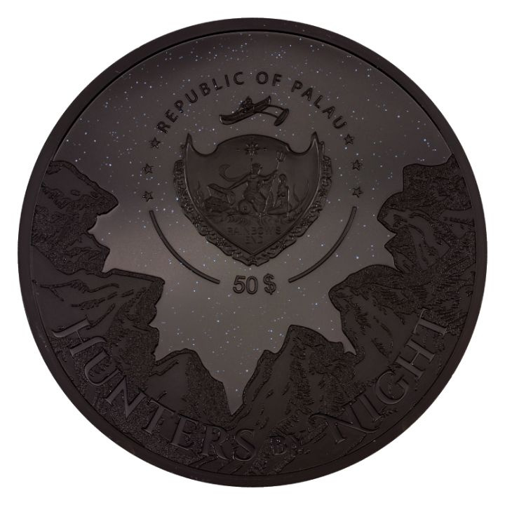 Palau: Hunters by Night – Python coloured 1000 grams Silver 2023 Obsidian Black Ultra High Relief
