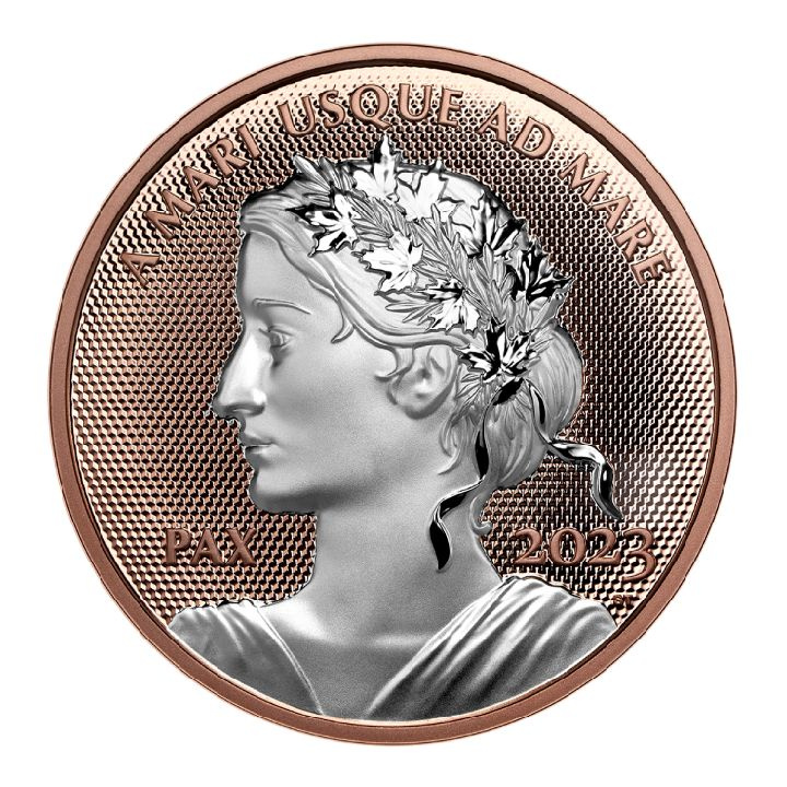 Canada: Dollaro della pace placcato in oro 1 oncia d'argento 2023 Proof Ultra High Relief Plated Coin
