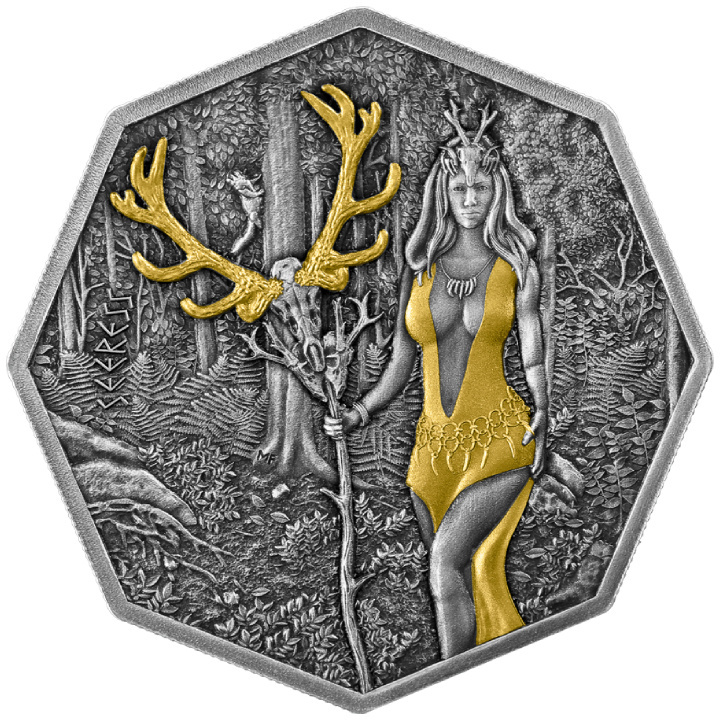 Brujería - Vidente Ritual dorado 1 oz Plata 2023 Moneda Antigua