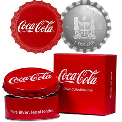 Fidji : Bouchon de bouteille Coca Cola coloré 1 Argent 2018 Proof