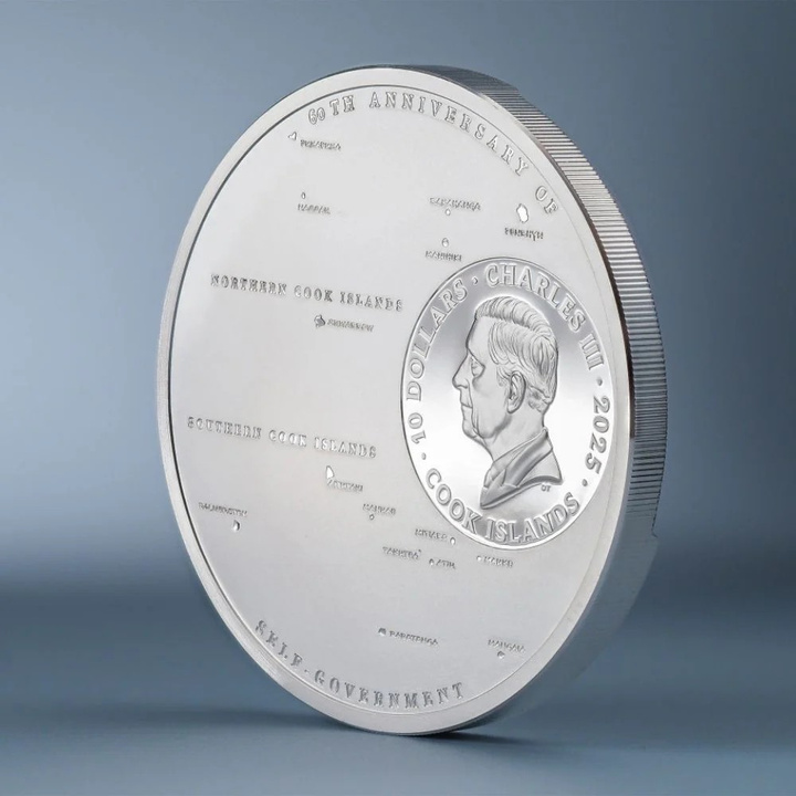 Cook Islands: 60 Years of Self-Government kolorowany 2 uncje Srebra 2025 Proof