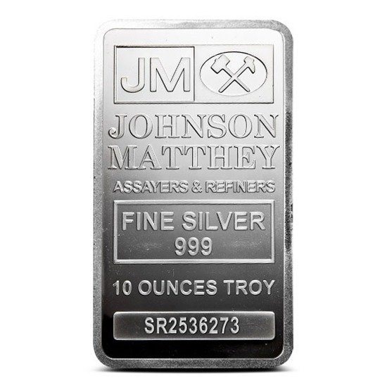10 uncji Sztabka Srebra Johnson Matthey