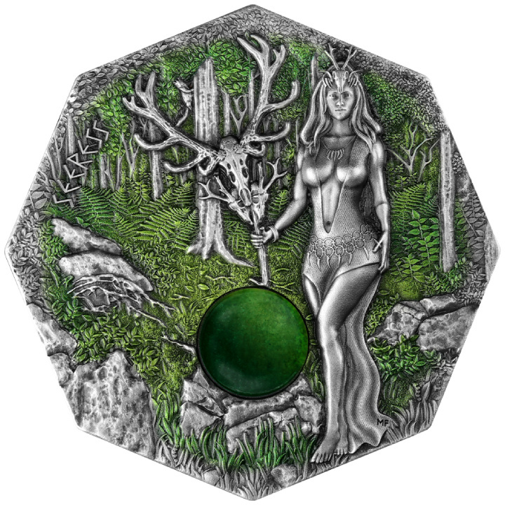Witchcraft - Seeress Ritual coloured 2 oz Silver 2023 Ultra High Relief Antiqued Coin