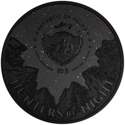 Palau : Chasseurs de nuit - Caïman coloré 1000 grammes d'argent 2024 Obsidian Black Ultra High Relief