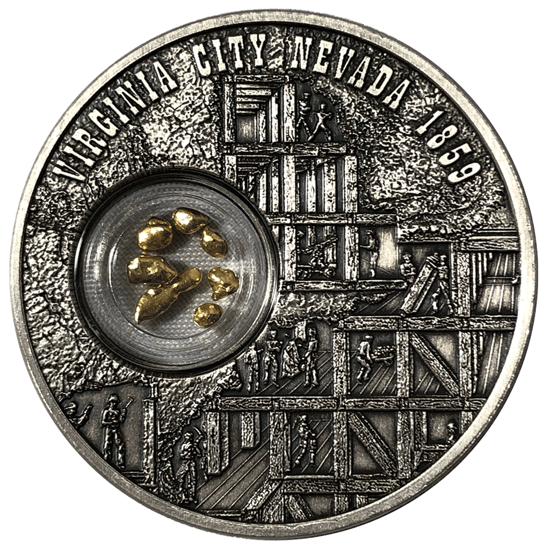 Nevada Gold & Silver Rush 1 uncja Srebra 2019 Antique Finish Proof