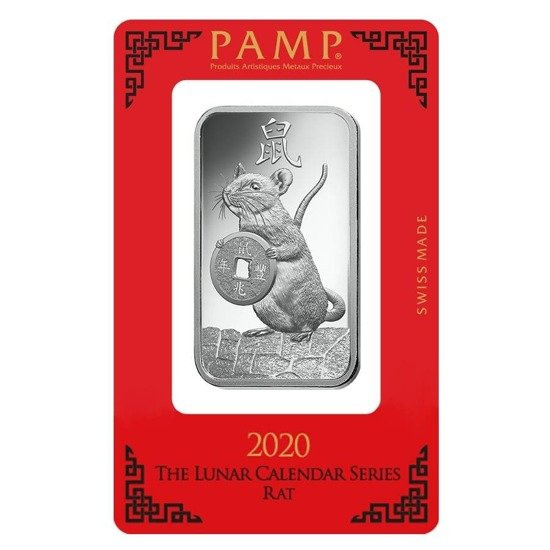 10 gramm ezüsttömb Lunar sorozat Patkány év