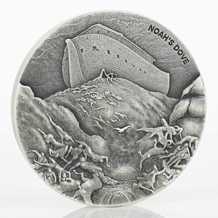 Niue: Biblical - Noah's Dove 2 once d'argento 2018 Proof Antiqued Coin