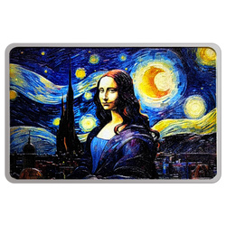 Figi: Monna Lisa x Van Gogh colorata 2 once d'argento 2024 Proof