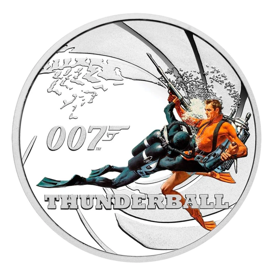 Tuvalu: Thunderball kolorowany 1/2 uncji Srebra 2021 Proof