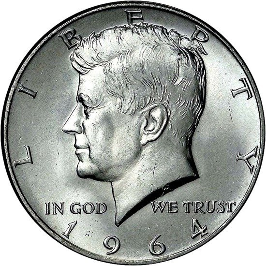 USA: 50 cent – fél dollár (0,50 USD) Ezüst Különböző évjáratok (Ag.900 finomság) Forgalomban 10 darab