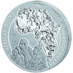 Rwanda : African Ounce - 15e anniversaire Gorille de montagne 1 once d'argent 2023
