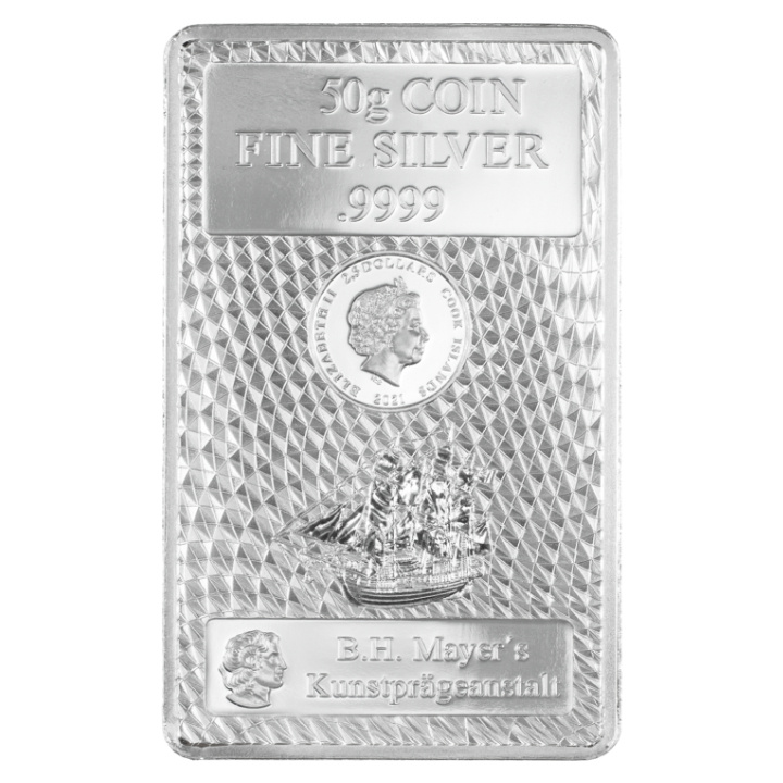 Pièce de monnaie Cook Islands : HMS Bounty 50 grammes d'argent 2021