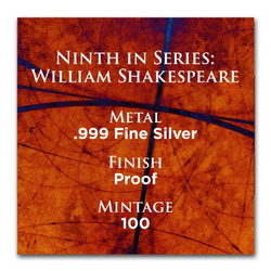 Niue: Icons of Inspiration - William Shakespeare 1 oncia d'argento 2024 Proof