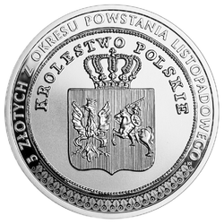 Storia della moneta polacca – 5 zloty del periodo dell’Insurrezione di Novembre, 20 zloty in argento, 2025, proof, folder/astuccio.