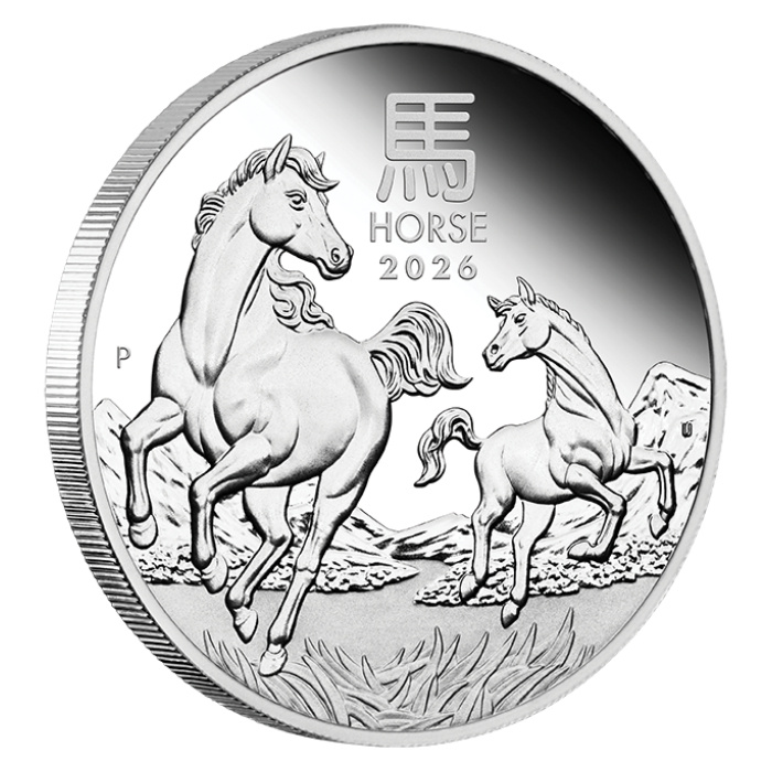 Perth Mint: Lunar III - Jahr des Pferdes: Set aus 3 Münzen coloriert/vergoldet Silber 2026 Proof