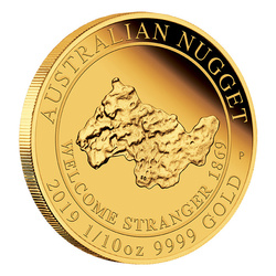 Perth Mint: Welcome Stranger Nugget 1/10 uncji Złota 2019 Proof