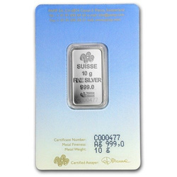 Lingote de 10 gramos de Plata Pamp Suisse Christianity