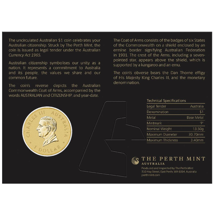 Perth Mint Australia Australian Citizenship $1 2027 Coin Card