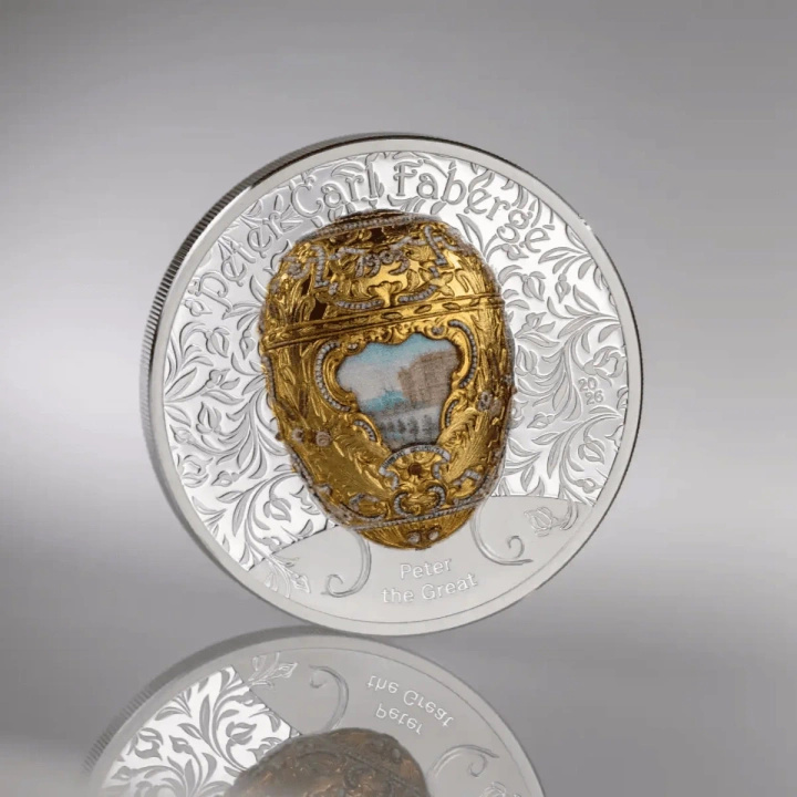 Mongolsko: Peter Carl Fabergé – Petr Veliký, pozlacený, 2 unce stříbra, 2026, Proof