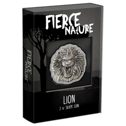 Niue: Fierce Nature - Lion 2 oz Silver 2022 Antique Finish