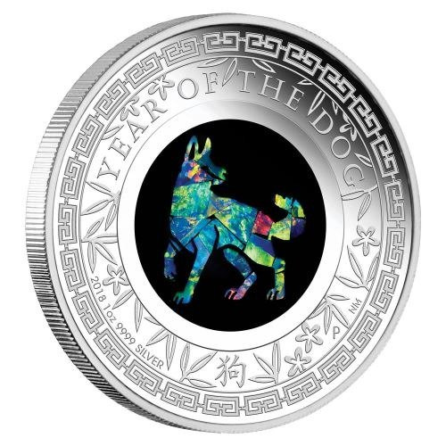 Lunar II: A kutya éve 1 uncia ezüst 2018 PROOF Opál