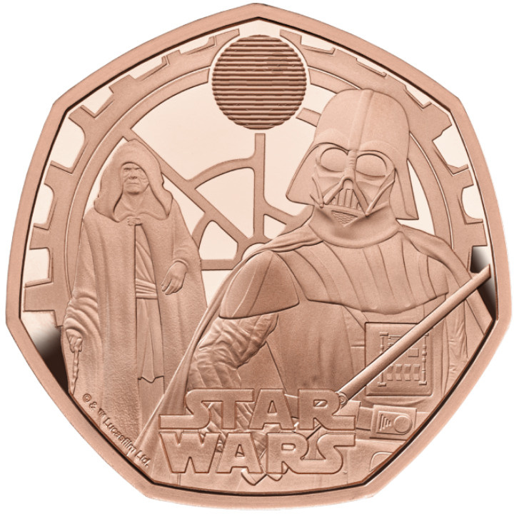 Star Wars: Darth Vader e Imperatore Palpatine 50 pence d'oro 2023 Proof