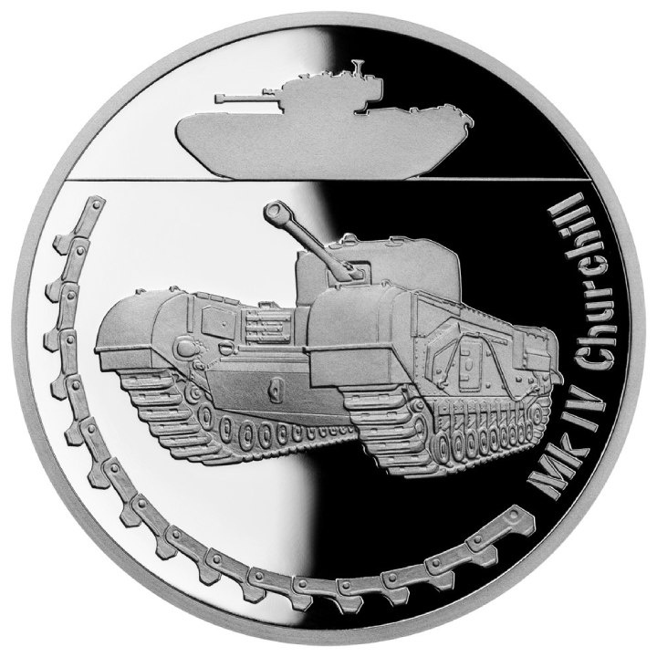 Niue: Vehículos Blindados - Mk IV Churchill $1 Srebro 2023 Proof