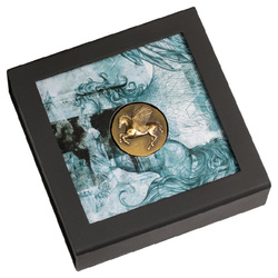 Islas Cook: Pegasos 1 oz Oro 2022 Ultra Alto Relieve Moneda Antigua