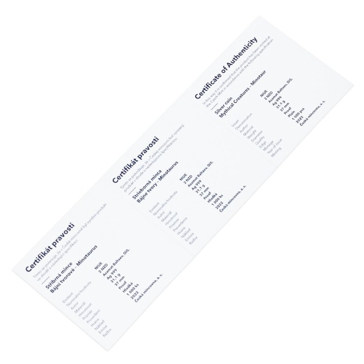 Niue: Mythical Creatures - Minotaur $2 Silber 2022 Proof