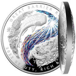 Moneda de 1 oz Plata 2022 en forma de cúpula de la Gran Barrera de Coral