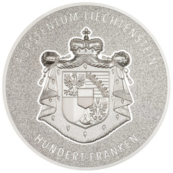 Liechtenstein : 100 ans du franc suisse au Liechtenstein colorée 1000 grammes d'argent 2024 Silk Coin