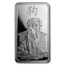 1 Onza Lingote de Plata Lunar Series Año del Perro