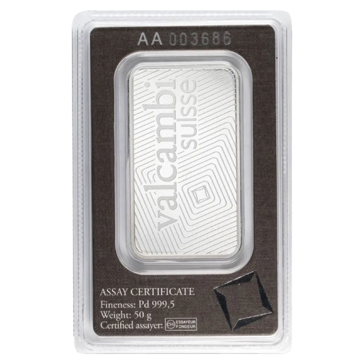 Valcambi 50 gramm Pallad Bar