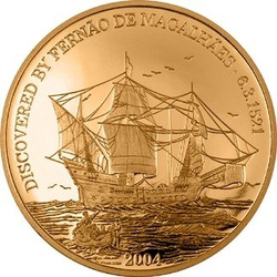 Le scoperte di Magellano 1/25 oncia d'oro 2004 Proof