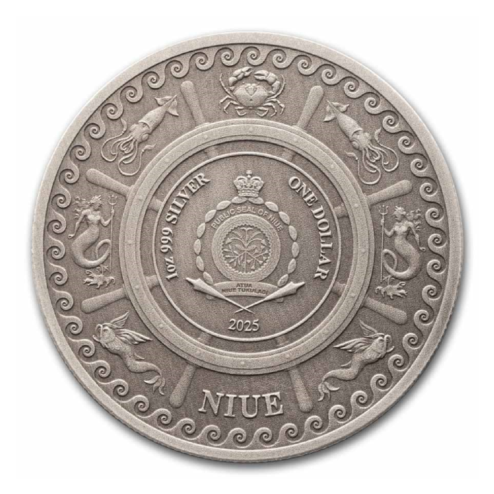 Niue: Mythical Creatures – The Siren 1 Unze Silber 2025 Antiqued Coin