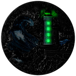 Niue: Lighthouse Petit Minou coloured $5 Silver 2022 High Relief Antiqued Coin