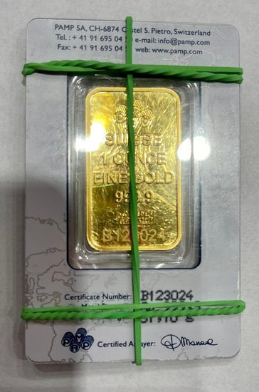 1 oz Gold Bar Pamp Suisse Beschädigte CertiPack