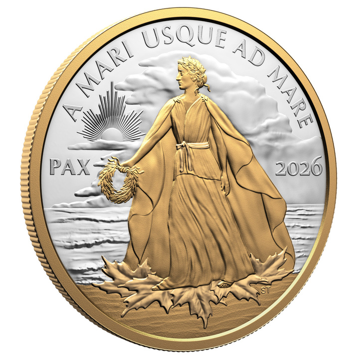 Canadá: Peace Dollar Chapado en oro $50 Plata 2026 Proof