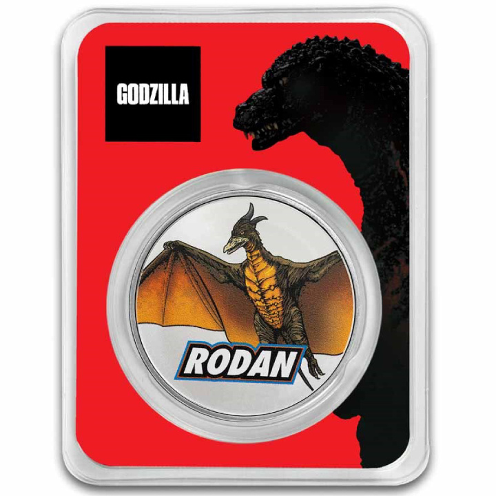 Niue : Godzilla vs Monsters - Rodan coloré 1 once d'argent 2024 Slab