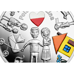 Credo nella Polonia - Famiglia polacca colorata 10 zł Argento 2023 Proof