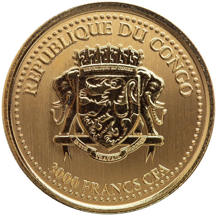 Congo: Goryl srebrnogrzbiety 1 uncja Złota 2023 Proof