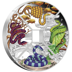 Tuvalu: Year of the Snake Quadrant Coloured Four-Coin Set 1oz Silver 2025 Proof