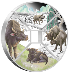 Tuvalu: Year of the Ox Quadrant Four-Coin Set 1oz Silber 2021 Proof
