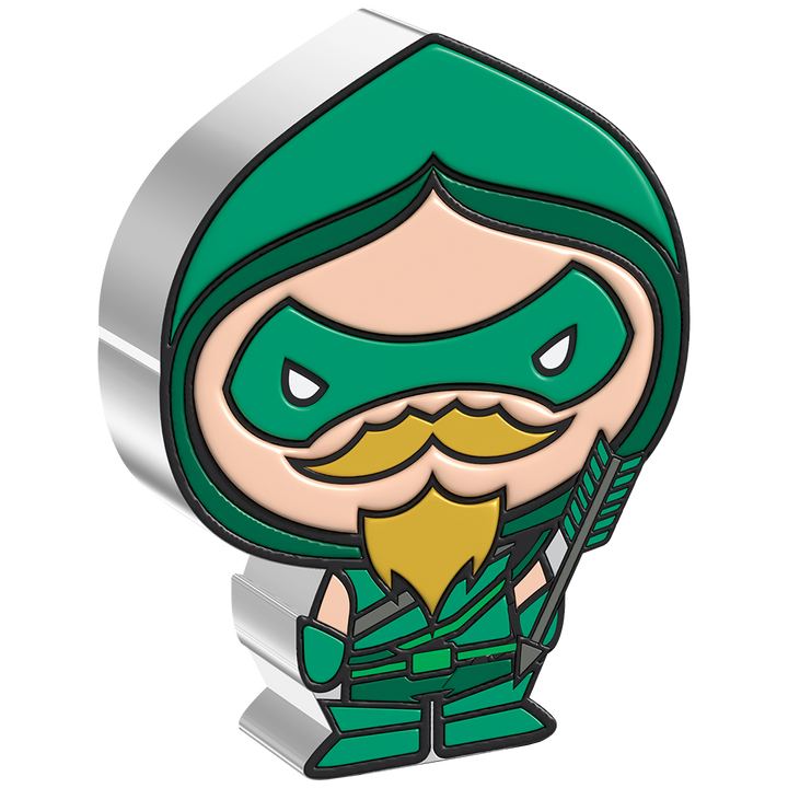 Niue: DC Comics - Moneda Chibi de Flecha Verde, coloreada, 1 onza de plata, 2022, calidad Proof.