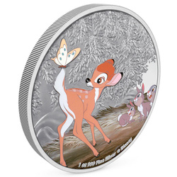 Niue: Disney Bambi 80th Anniversary - Bambi and Butterfly coloured 1 oz Silver 2022 Proof